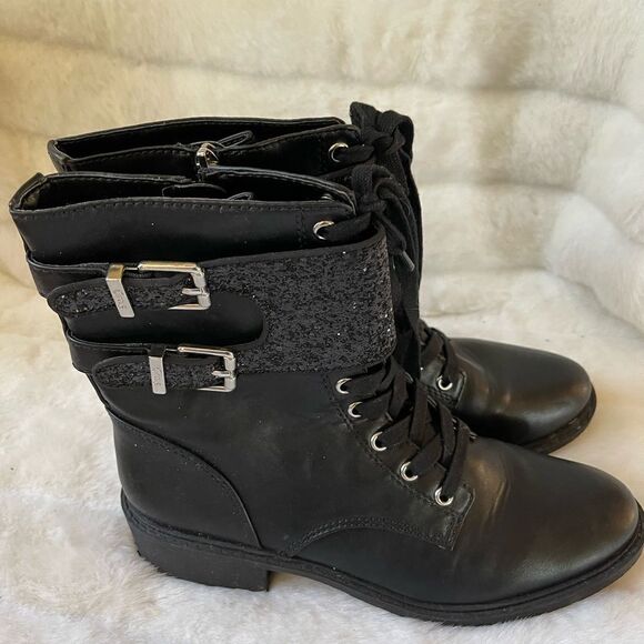 Circus by Sam Edelman Dorothy black combat boots with glittery straps size 10M - Picture 10 of 12